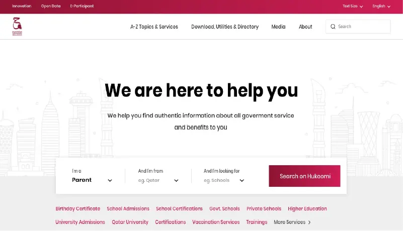 Web Experiences for Qatar Government build by Appinventiv