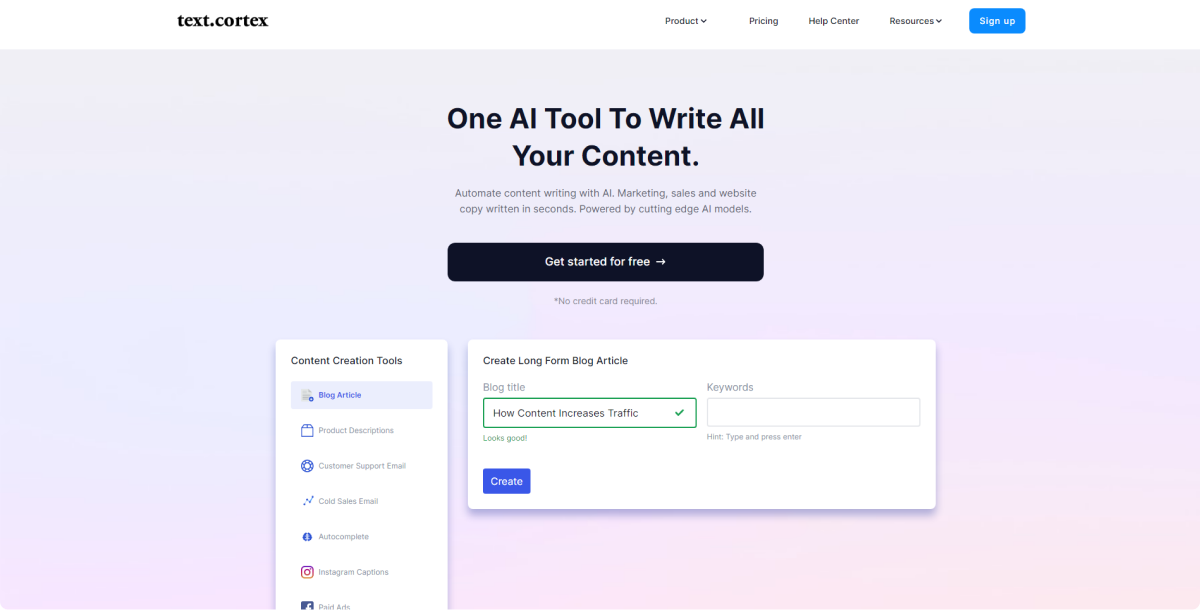 نص-cortex-ai-copywriting- أداة-صفحة-هبوط-شاشة