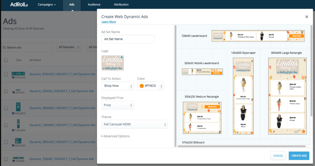 aperçu de la campagne adroll