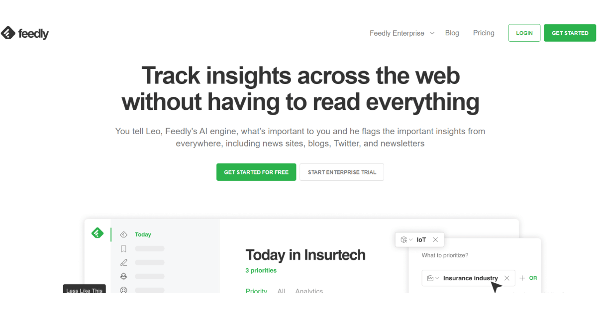 página inicial do feedly