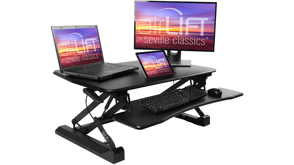 Seville Classics airLIFT Konverter/Riser Meja Berdiri Tinggi yang Dapat Disesuaikan