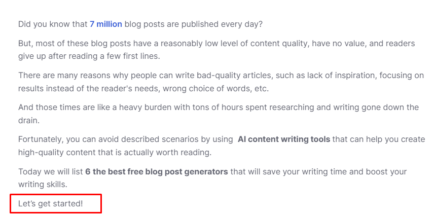 introdução de chamada para ação