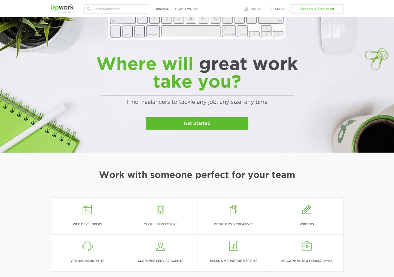 Zrzut ekranu strony Upwork