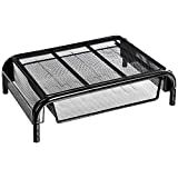 Amazon Basics 金属桌面显示器支架立管带收纳抽屉，黑色