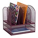 Safco Products Onyx Mesh 2 Tray/6 Sorter Desktop Organizer 3255WE，葡萄酒粉末涂层，耐用的钢网结构，节省空间的功能
