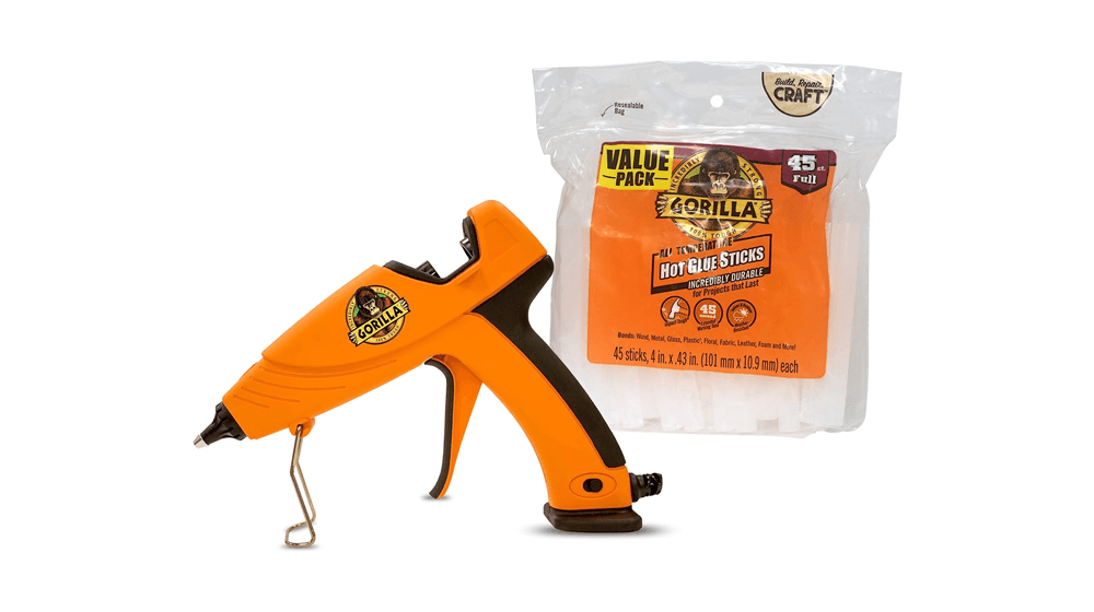 Kit pistola per colla a caldo Gorilla Dual Temp full-size con 45 stick di colla a caldo
