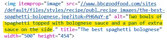 Ejemplo de texto alternativo de imagen de receta