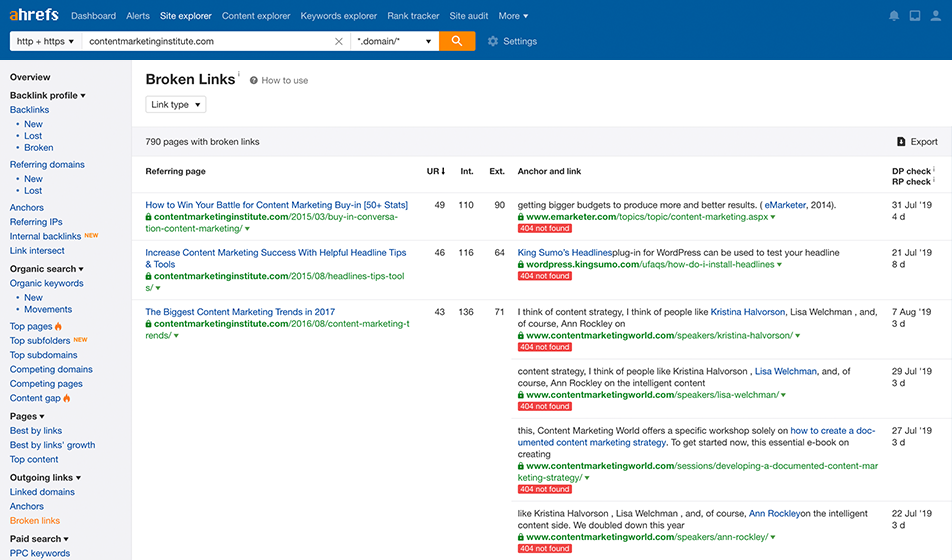 Ahref broken link checker