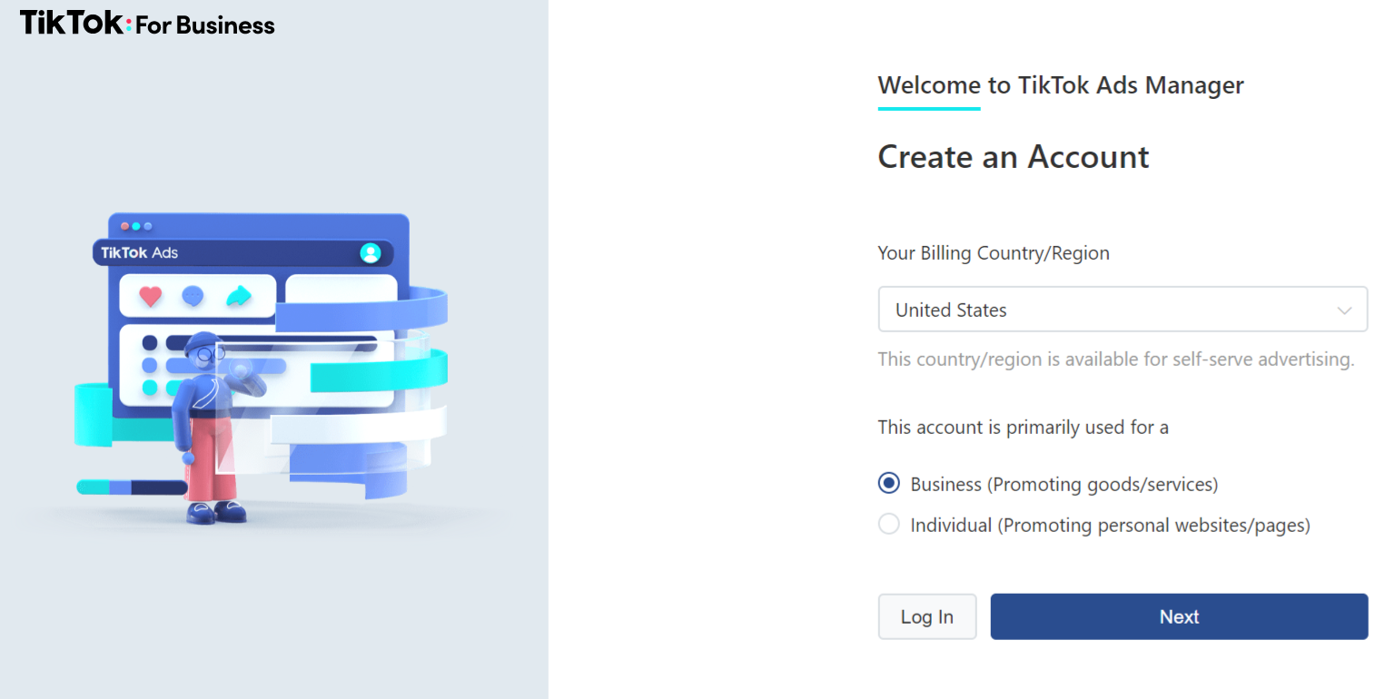 Sign-up on TikTok  Ads Manager