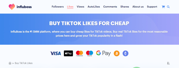 Influboss - cumpără like-uri automate tiktok