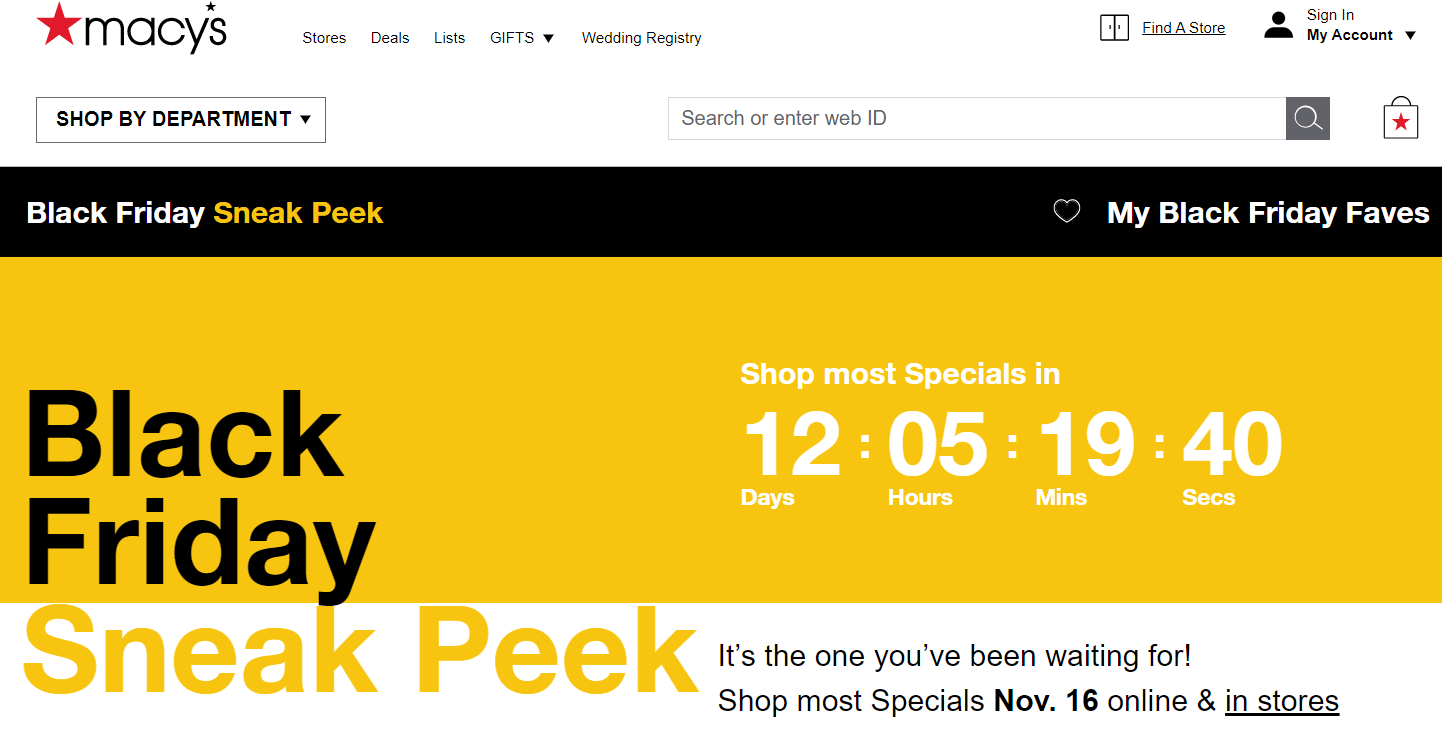 Macys Black Friday Landing Page