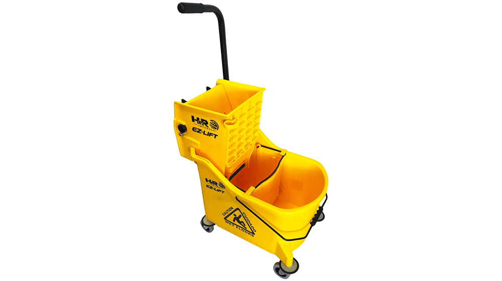 ฮีโร่ EZ-Lift Dual Cavity Commercial Mop Bucket พร้อม Wringer บนล้อ