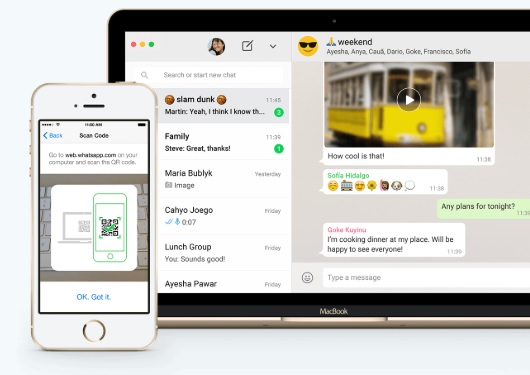 WhatsApp ユーザー インターフェイス