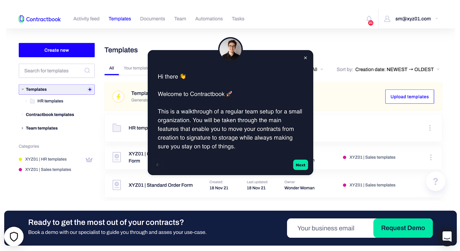 ejemplo de demostración de libro de contratos bienvenido