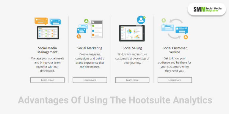 概要とレポートの 3 つの主な利点は、Hootsuite 製品が含まれるモジュールです。