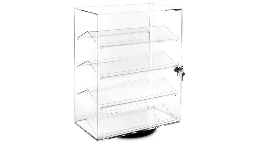 MOOCA Lockable Showcase Вращающаяся акриловая витрина с 4 съемными полками
