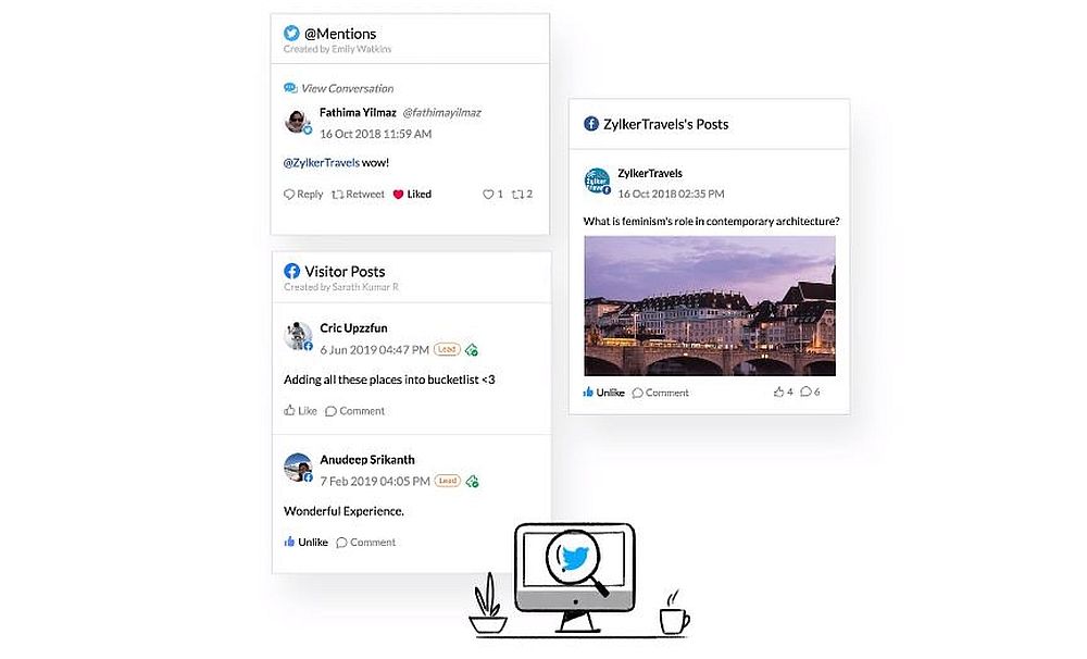 fonction d'écoute sociale de zoho
