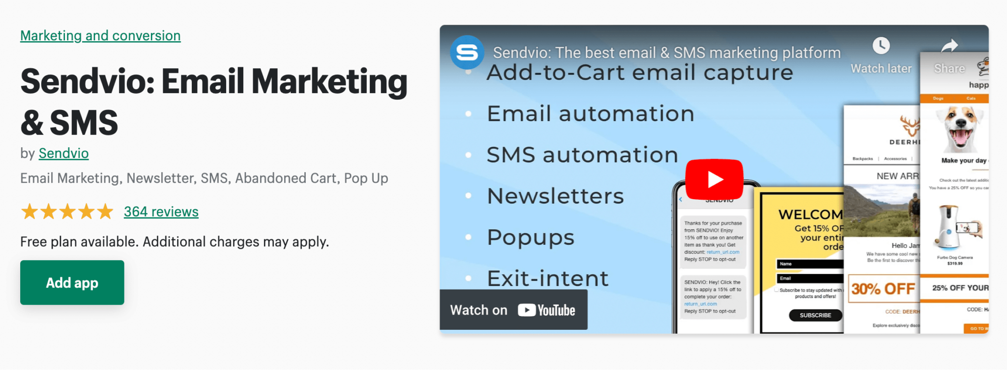 страница магазина sendvio