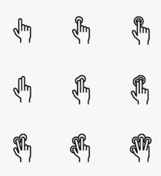 إيماءات اليد أيقونات شريط علامات تبويب iOS