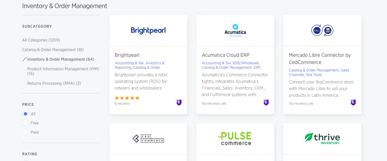 Gestionarea inventarului BigCommerce