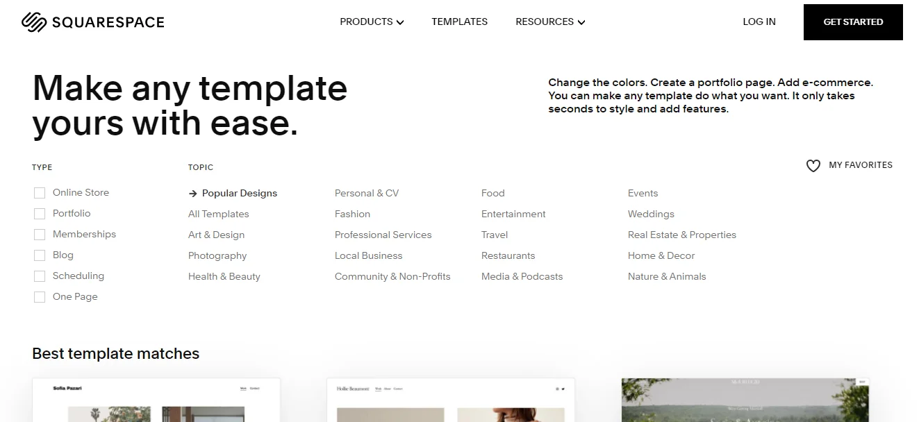 Templat Squarespace