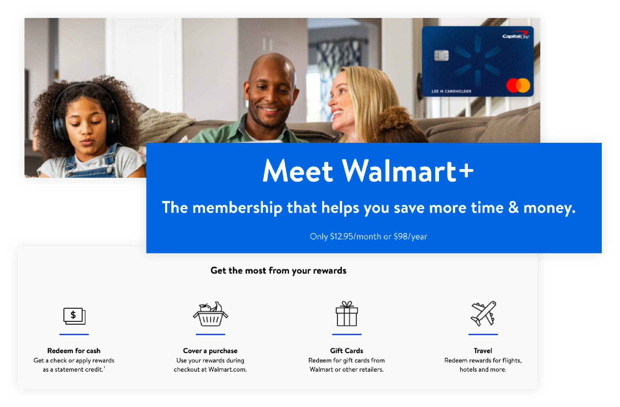 Visão geral dos benefícios para membros do programa de recompensas do Walmart+