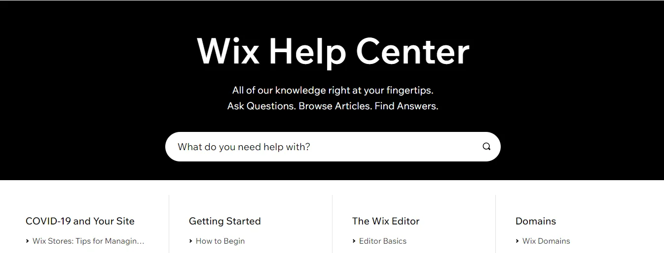 Centro assistenza Wix
