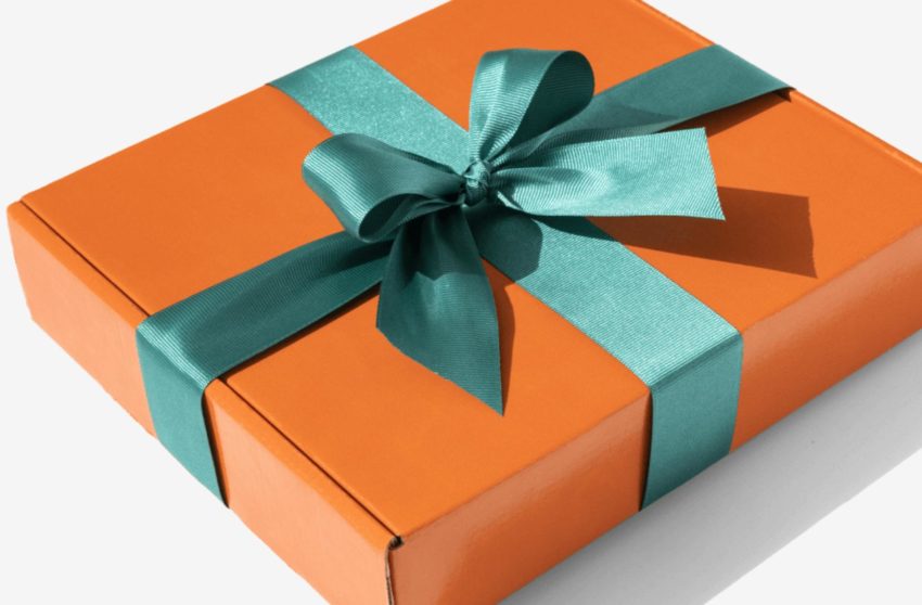 Gift wrapped with a bow