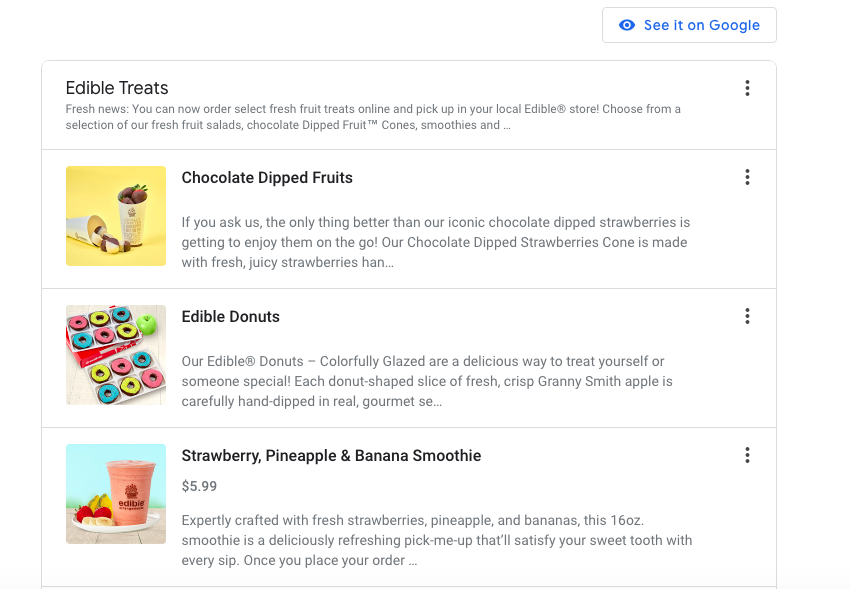 como visualizar os produtos do Google Meu Negócio on-line.