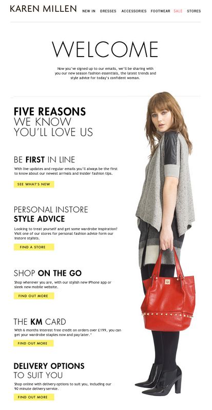 凯伦米伦欢迎邮件