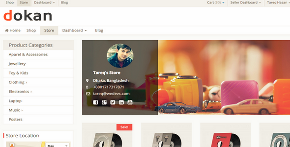 dokan memberikan tema pasar yang bagus untuk pengecer