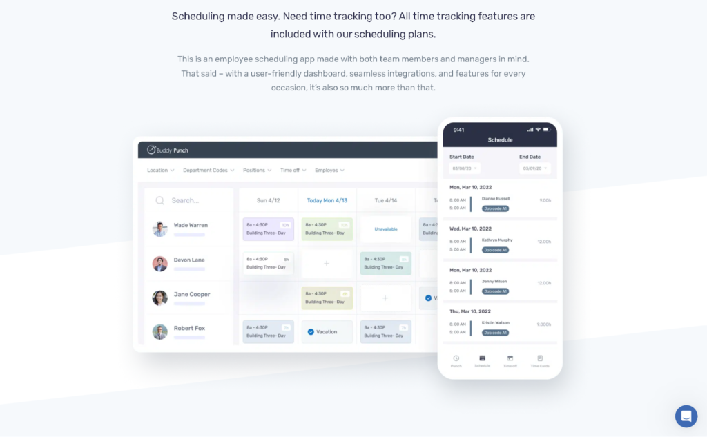 带有时间表的移动和网络屏幕