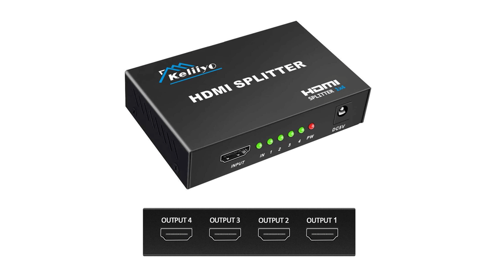 KELIIYO ตัวแยกสัญญาณ HDMI 1 ใน 4 ออก V1.4b Powered HDMI Video Splitter