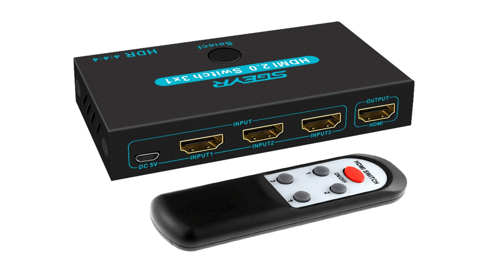 SGEYR HDMI 2.0 Switch Splitter 3 พอร์ต 4K HDMI Switcher 3 in 1 Out Metal HDMI Switches Selector Box