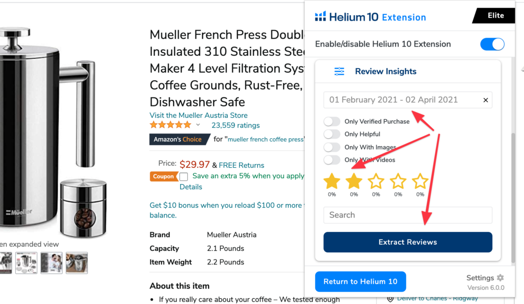 منتج أمازون مع المواصفات والاستعراضات