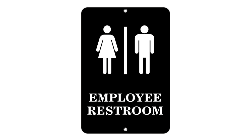 Adesivo de vinil para banheiro de funcionários com símbolo comercial