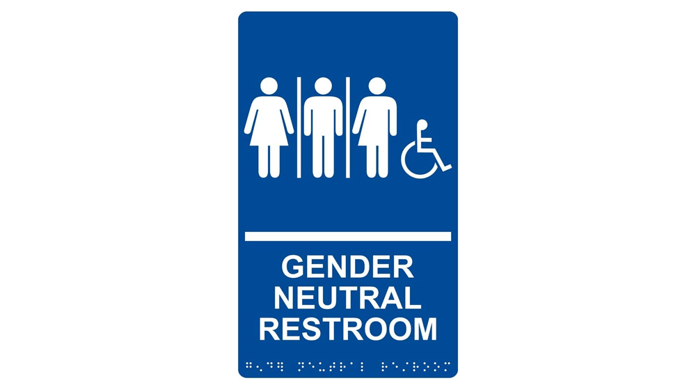Placa de banheiro de gênero neutro ComplianceSigns.com