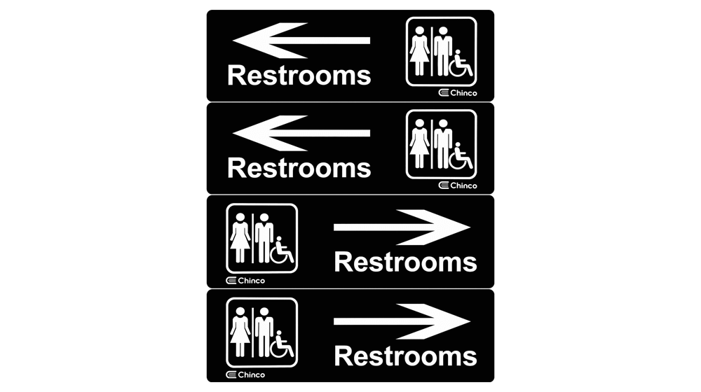 4 peças de placa de banheiro de plástico acrílico placa direcional para banheiro