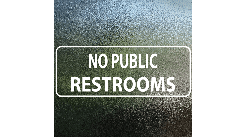 Placa de vinil de 9 x 3 polegadas sem adesivos para banheiros públicos