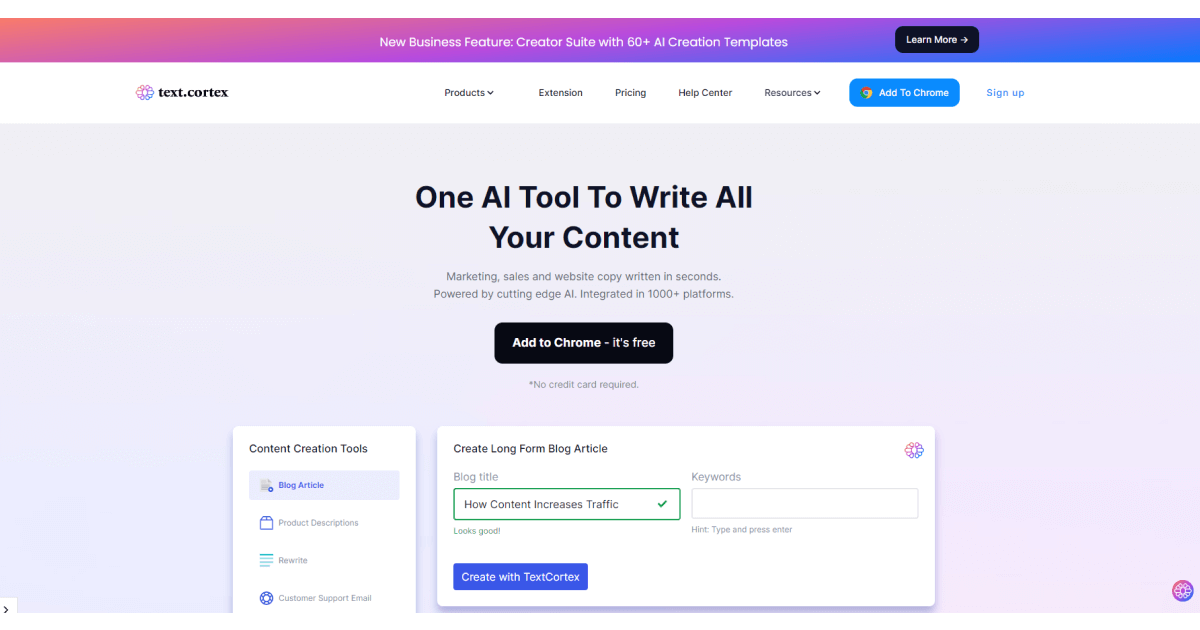textcortex- الصفحة الرئيسية