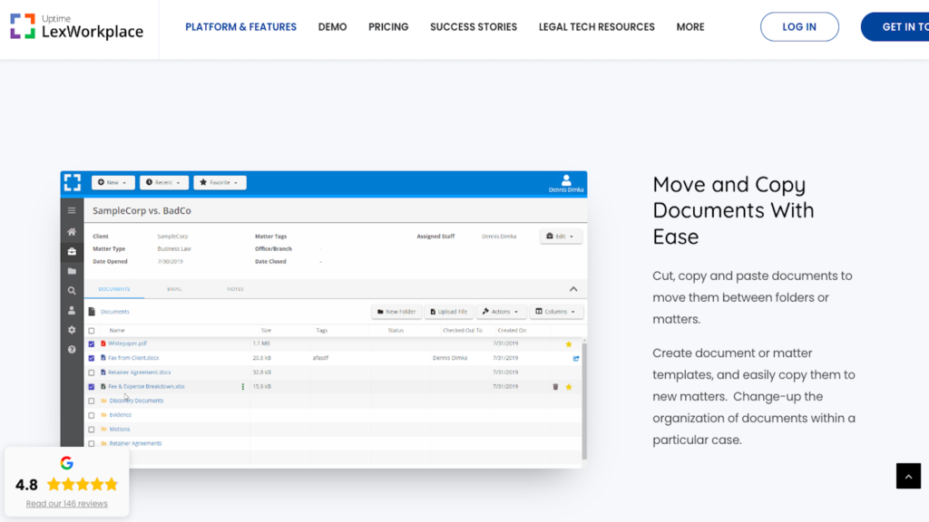 Cuplikan layar dari situs web LexWorkplace