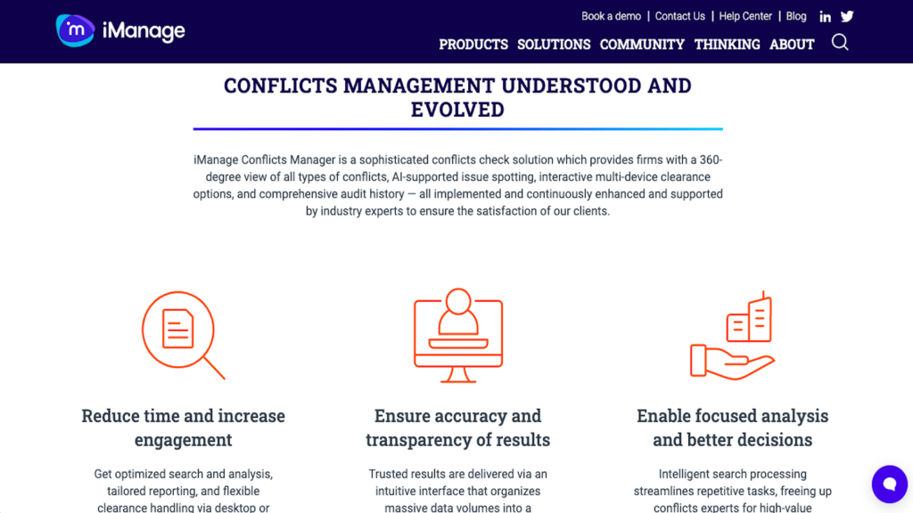 Cuplikan layar dari situs web iManage