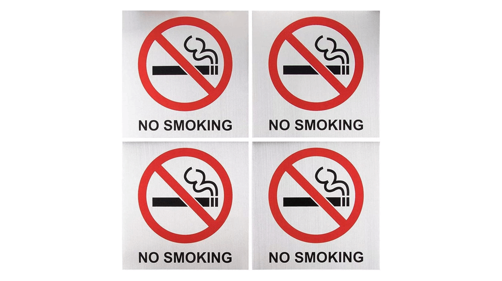 4 แพ็คป้ายห้ามสูบบุหรี่สำหรับธุรกิจ