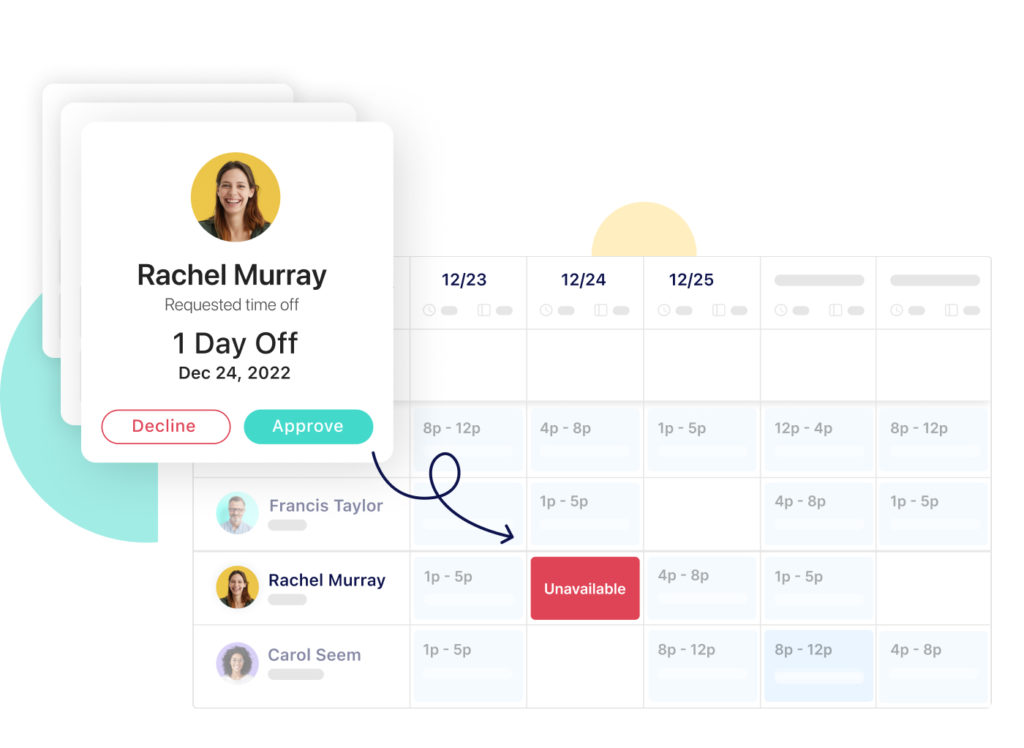 Connecteam の休暇管理機能を示すグラフ