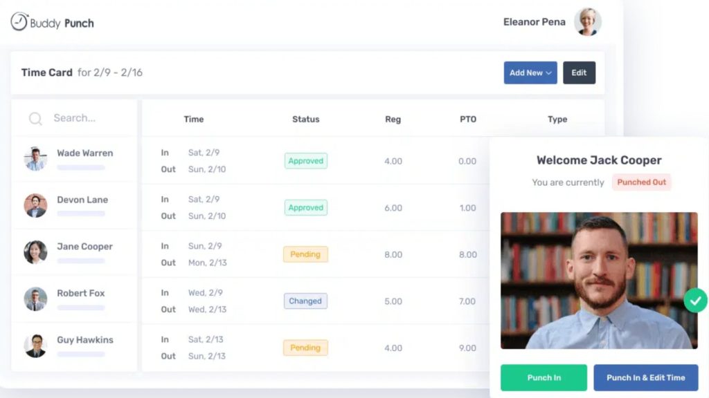 BuddyPunch 主页显示平板电脑和移动调度软件