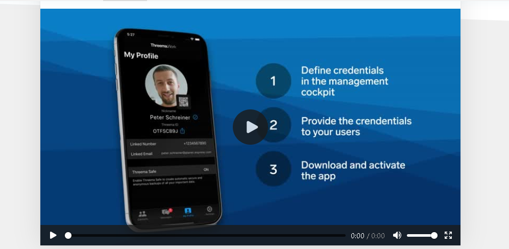 ビデオ静止画を表示している Threema Web ページのスクリーンショット