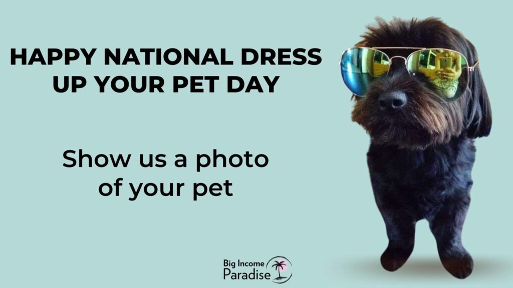 Exemplu de postare pe rețelele sociale pentru Ziua Națională Îmbrăcați-vă animalul de companie