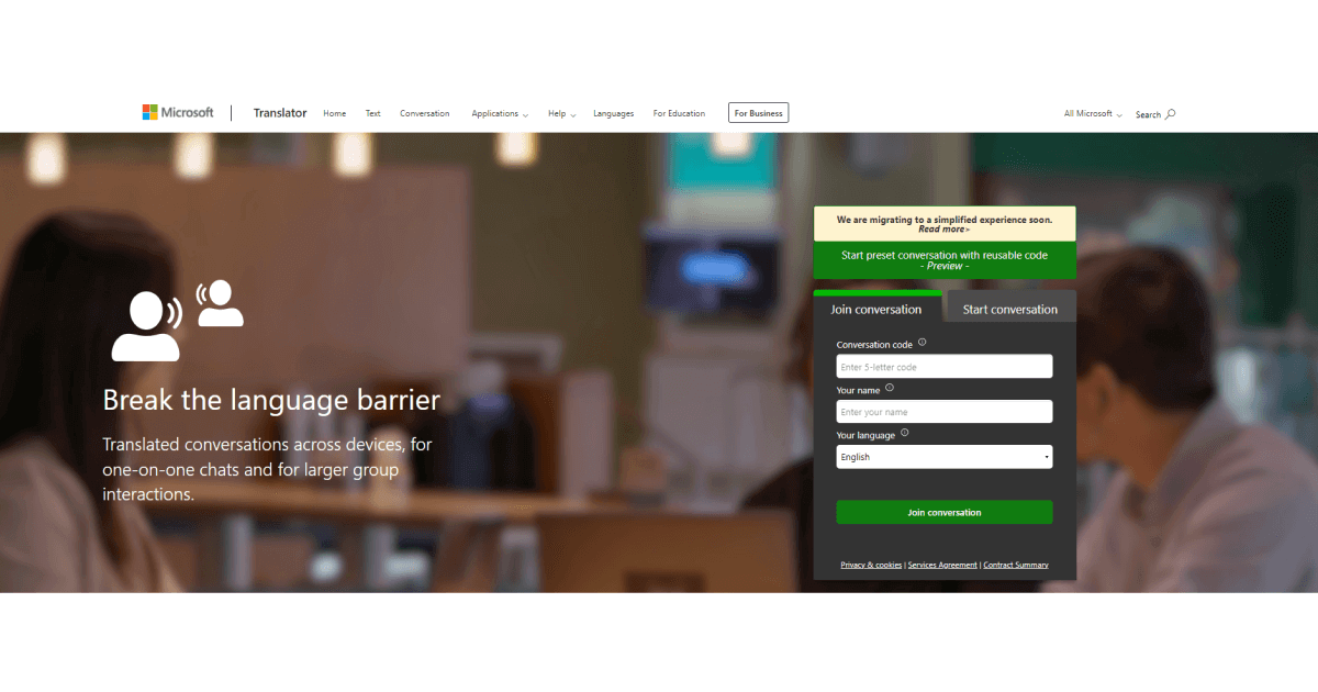 pagina de pornire microsoft-translator