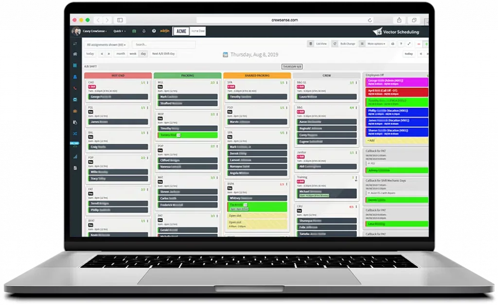 Capture d'écran du planificateur Vector Scheduling