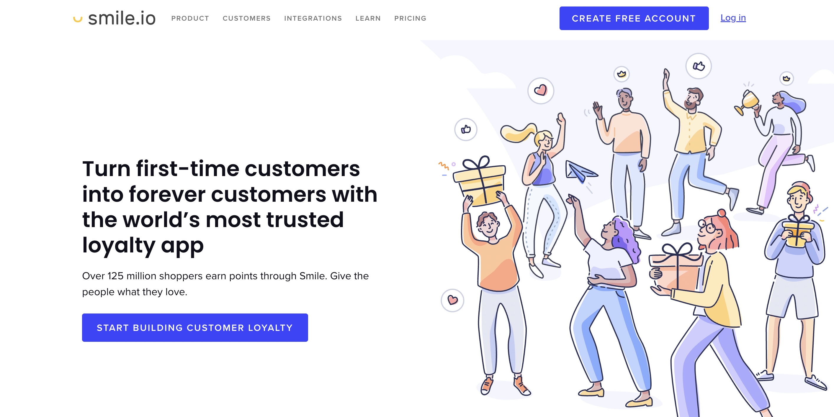 Tela inicial do Smile.io